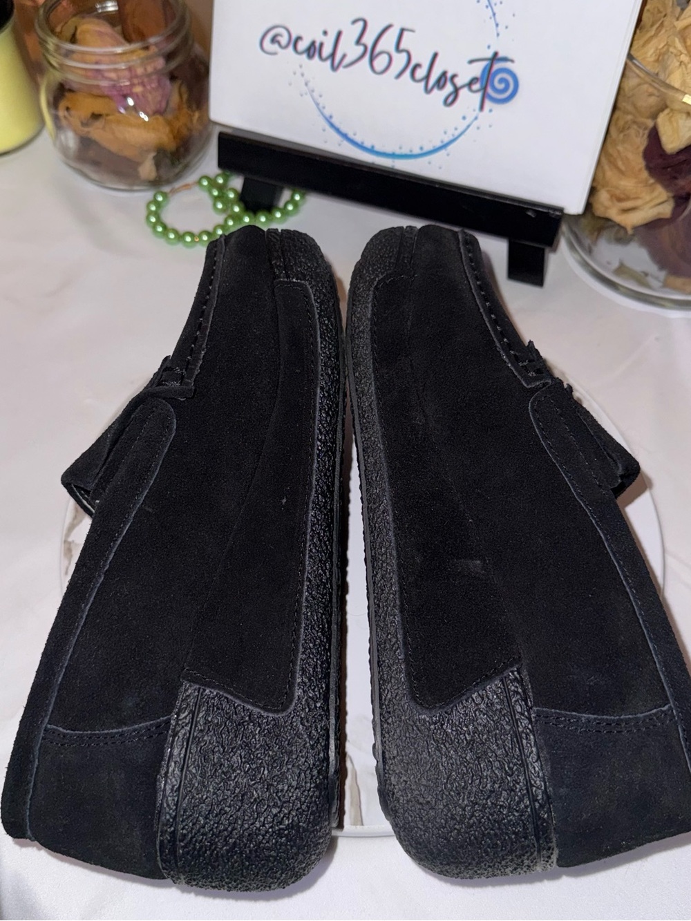 Women’s Black Suede Like Casual Loafers - Classic Slip-On Style - Picture 6 of 10